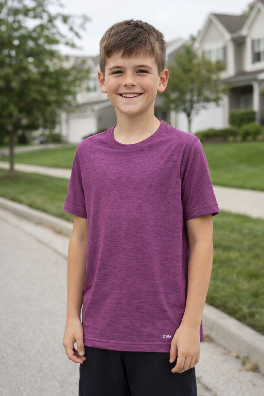 DSG Boy's XL Magenta Grape Heather Movement Short Sleeve Athleisure Tee J12-8